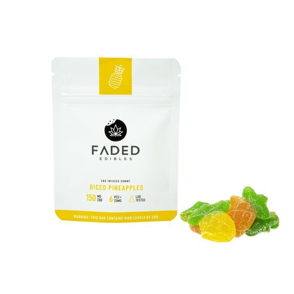 Faded Edibles – CBD 150mg Diced Pineapples | WeedSmart Canada