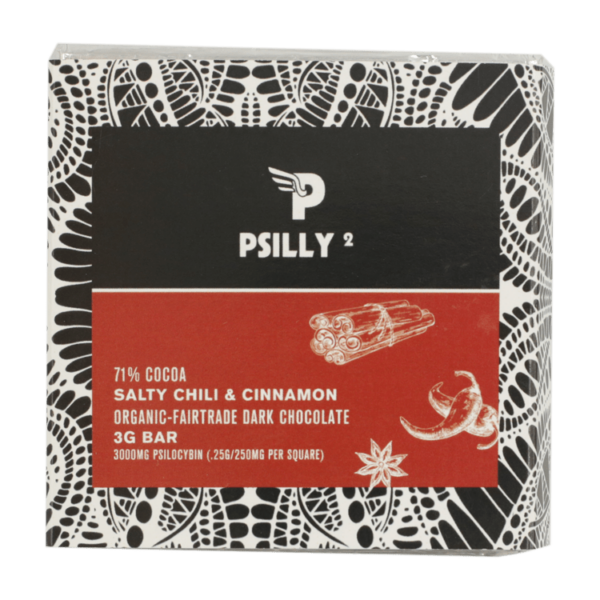 Psilly – Dark Chocolate Bar – Salty Chili & Cinnamon | WeedSmart Canada Psilly – Dark Chocolate Bar – Salty Chili & Cinnamon | WeedSmart Canada