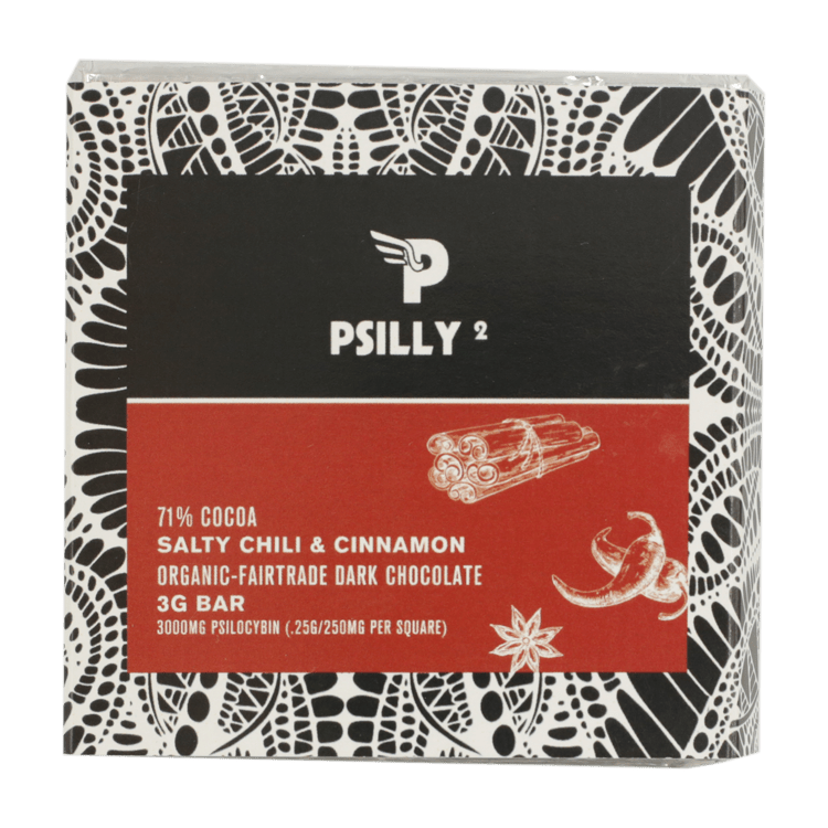 Psilly – Dark Chocolate Bar – Salty Chili & Cinnamon | WeedSmart Canada Psilly – Dark Chocolate Bar – Salty Chili & Cinnamon | WeedSmart Canada