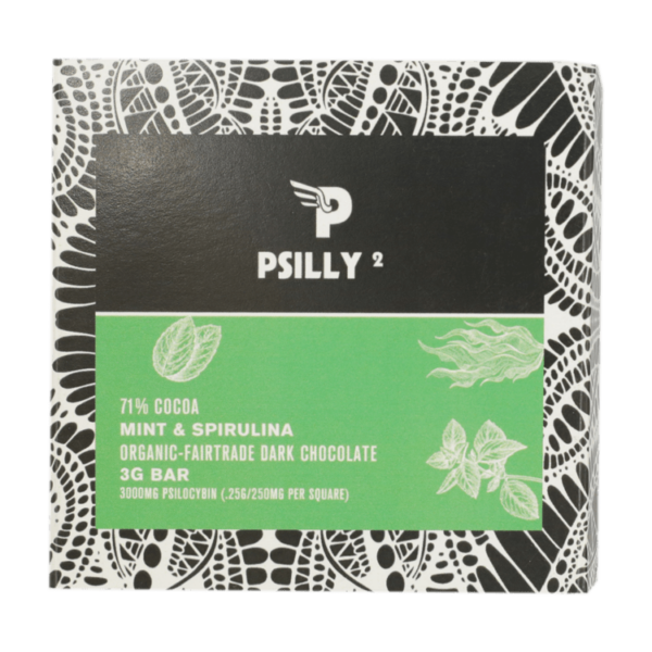 Psilly – Dark Chocolate Bar – Mint & Spirulina | WeedSmart Canada