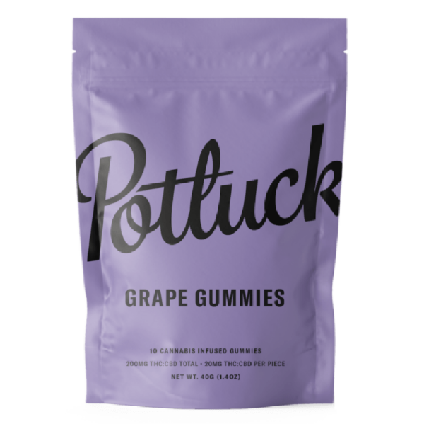 Potluck Extracts – Grape Gummies (1:1) – 100mg THC / 100mg CBD | WeedSmart Canada