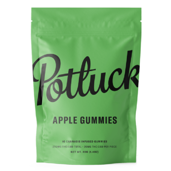 Potluck Extracts – Apple Gummies (1:1) – 100mg THC / 100mg CBD | WeedSmart Canada